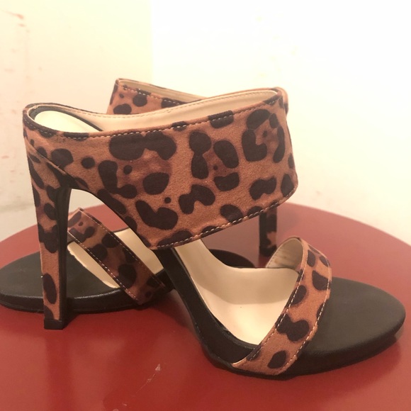 Open toe animal print mule heels - Picture 1 of 5